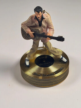 Bradford Editions Elvis Solid Gold Christmas Ornament Collection Blue Suede Shoe
